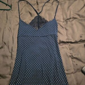 Victoria secrets xs navy polkadot slip night gown dress